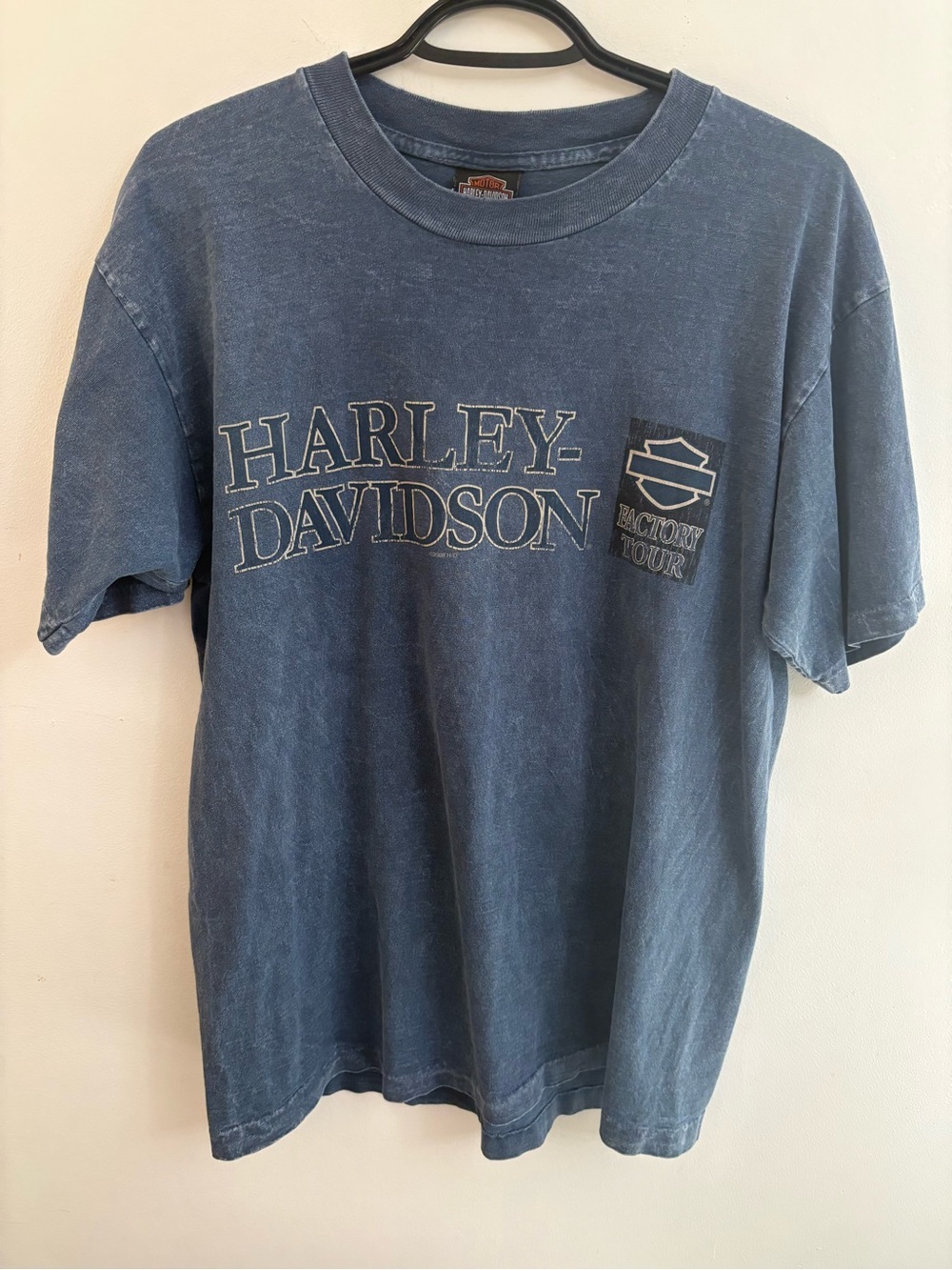 2007 HARLEY DAVIDSON YORK, PA FACTORY TOUR BLUE ACID WASH T SHIRT MENS large
